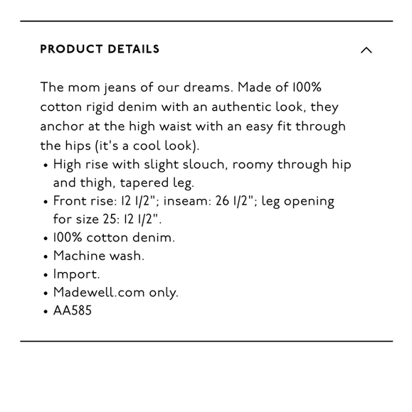 Nwt madewell mom jean - Picture 3 of 5